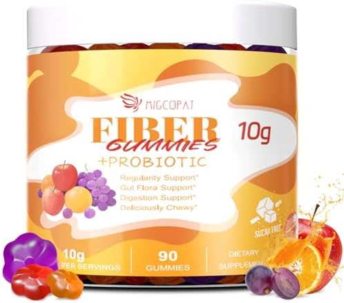 10G Fiber Gummies with Probiotics, Fiber Supplement with 30 Billi...