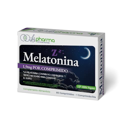 LB PHARMA - Melatonina 1,9 mg – Suplemento para Conciliar el Sueño – Alta Pureza – 80 Comprimidos Veganos | 1 Comprimido/Día | Ayuda al Ritmo Circadiano | Complemento Alimenticio 100% Vegano