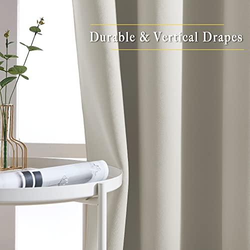 NICETOWN Natural Blackout Living Room Curtain - Grommet Window Treatment Thermal Insulated Solid Room Darkening Drapes Sound Dampening for Bedroom, 1 Panel, W52 x L63