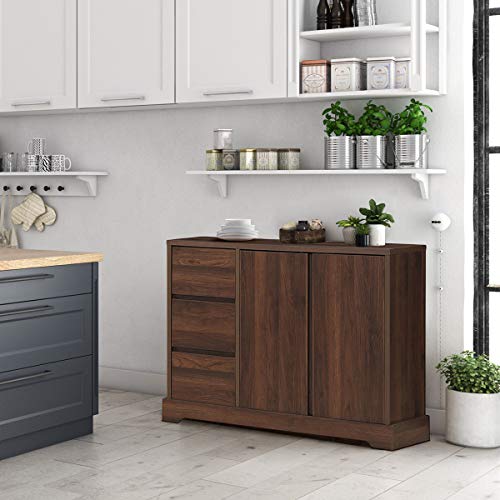 Giantex Buffet Sideboard, Storage Console Table With 3 Drawers And 2-Door Cabinets, Buffet Server Cupboard For Kitchen, Dining Room, Living Room, Entryway, Walnut (46.5”Lx 15.5”Wx 30.5”H) #TOP6