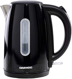 Daewoo Kensington 1.7L, 3000W Rapid Boil Jug Kettle, Stainless Steel Body with Cordless Rotational Base and Concealed Heating Element, Space Saving Cord Storage and LED Indicator- Black