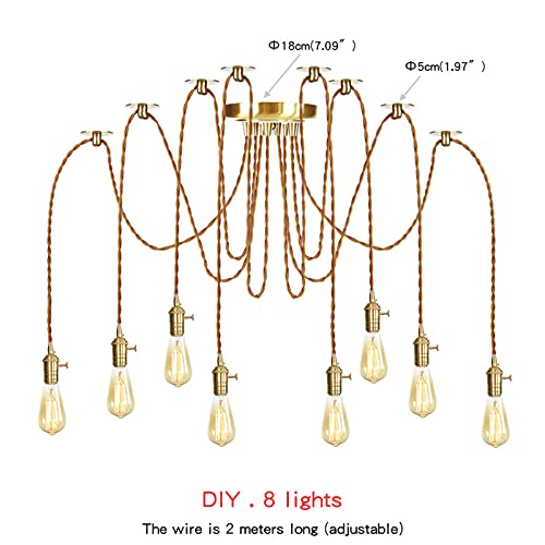 Lampe suspendue avec interrupteur doré à hauteur réglable - 3