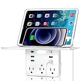 Socket Outlet Shelf, Wall Outlet Extender with Removable Shelf, Built-in Surge Protector & Night...