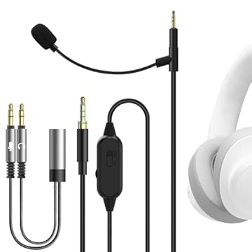 Geekria Cabo de fone de ouvido Boom Mic compatível com JBL Tune 770NC, Live 500BT, cabo de substituição trançado de nylon de 2,5 mm com microfone boom e volume para jogos e reuniões (preto/1,7 m)