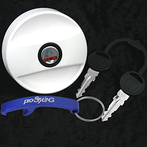 Tapón para depósito de agua, para diésel, caravanas, autocaravanas, barcos, etc. Color blanco. Incluye llavero de estilo profesional Cover