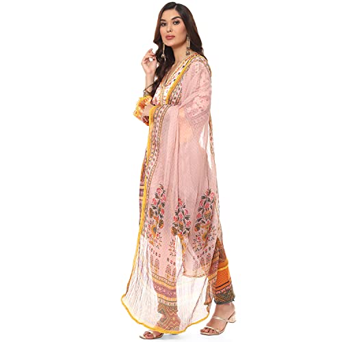 Image of BIBA Women Silk Viscose Straight Printed Suit Set