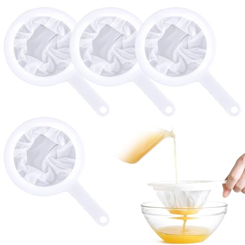 Quyueug Kit 4 tamices chinos Etamine Cuisine – 100/200/300/400 Mesh – Tamiz de cocina – Escurridor de harina, colador para mermelada y más