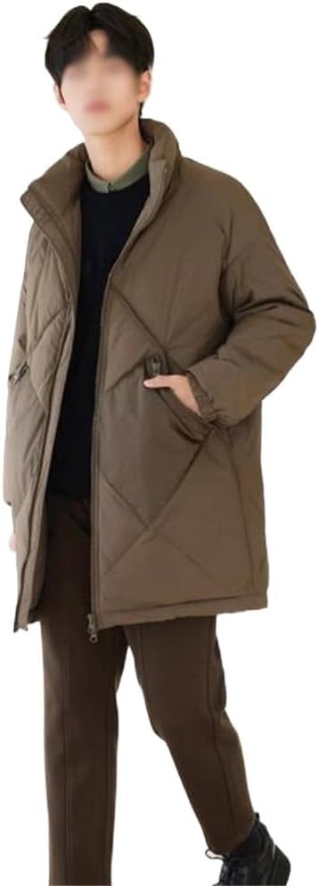 Standing Collar Long Down Jacket Men's Winter Thick Warm Casual White Duck Windbreaker