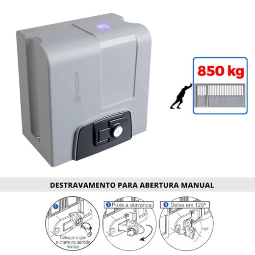 Motor Portão Rossi DZ4 NITRO bivolt para portões até 850Kg Semi-industrial Deslizante Automático de