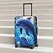 QSMBNET Travel Luggage Cover Cute Dolphins Spandex Suitcase Protector Washable Baggage Covers Fashion Elastic Scratch-Resistant Luggage Cover Protector Fits 18-32 Inch Luggage