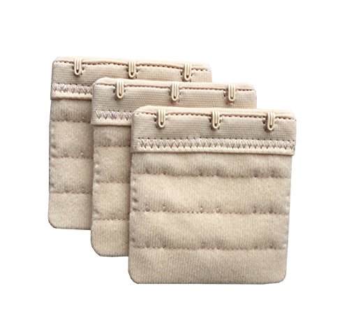 Women Pack of 3 Soft Comfortable 3 Hooks Bra Extender,2.4"x 2.3"2