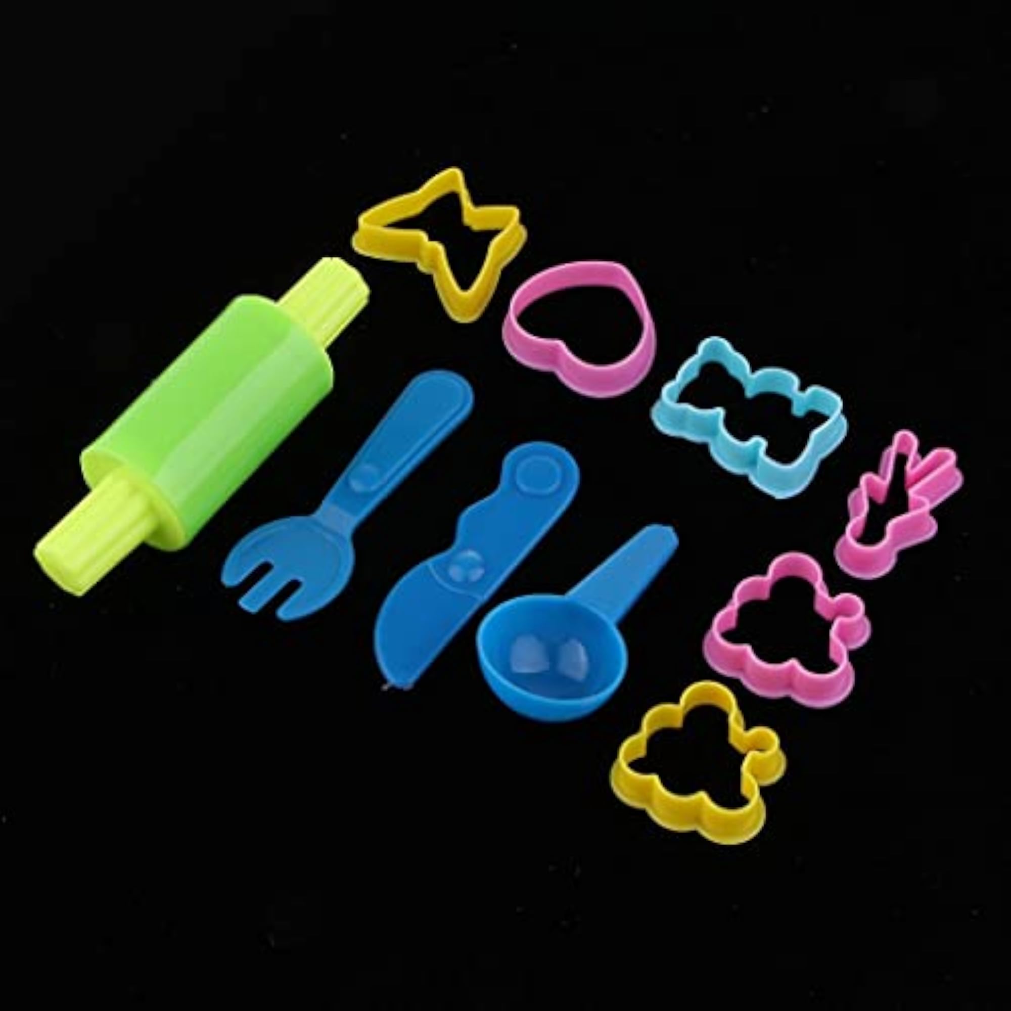 Plastic Kids Clay Dough Cutters Rollers Moulds Set, 10pcs