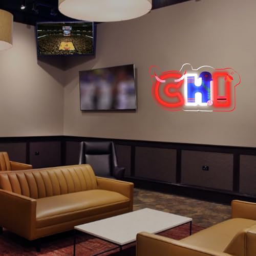 Image of Chicago Sports Teams Neon Sign, Fans Man Cave Neon Light for Wall Decor, Sports Themed Neon Sign, Dimmable USB Powered Neon for Man Cave, Bedroom, Gift for Chicago Fans