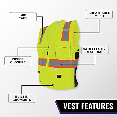 Global Glove Safety Vest With 6 Pockets And Zipper Front, High Visibility Reflective Vest For Men Or Women, Lightweight And Breathable Mesh, Ansi Class 2 Compliant, 3Xl #TOP1