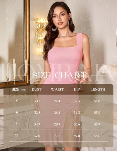 Image of HomRain Mesh Bodycon Dress for Women Square Neck Sexy Ruched Elegant Cocktail Party Midi Dresses