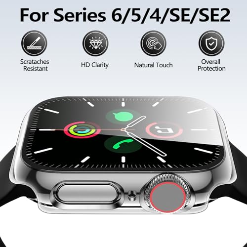 Image of Case for Apple Watch Screen Protector SE 3(2025) SE 2 /SE /Series 4 5 6 44mm with Tempered Glass | Slim Guard Bumper | Full Coverage Hard PC Protective Cover | Compatible iWatch 44mm