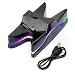 Adesivi Base UFO Speciale 2 x Base di Ricarica USB Stand/Controller Base di Ricarica for PS4 Playstation 4 con LED Multicolore (Nero) Adesivi (Colore : Black)