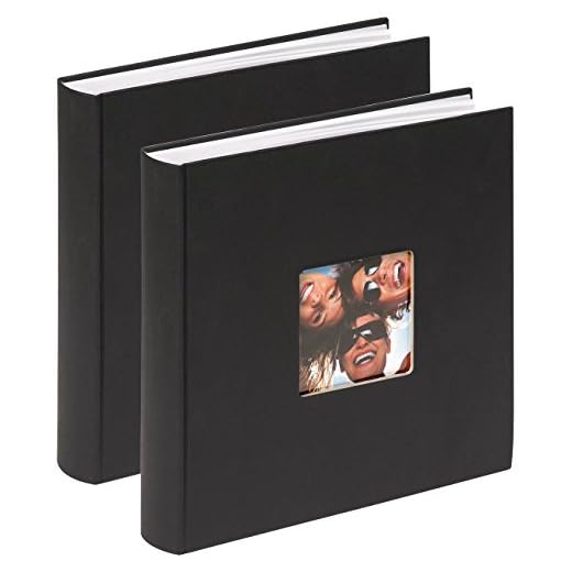 walther design Fotoalbum schwarz 30 x 30 cm mit Cover-Ausstanzung, Doppelpack, Fun FA-208-BD