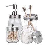 💯Rustikale Landhausdekoration- Dies ist ein vierteiliges Set eines klassischen Mason-Badezimmers. Wiederverwendbar, nachfüllbar, umweltfreundlich, recycelbar Glas. 304 Edelstahlkomponenten verhindern Rost und Korrosion. Ideales modernes Bauernhausdekor!