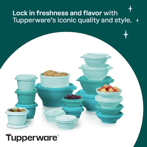 Image of Tupperware Heritage Collection, New 36 Piece Food Storage Container Set in Vintage Green, Dishwasher Safe and BPA Free (18 containers, 18 lids)