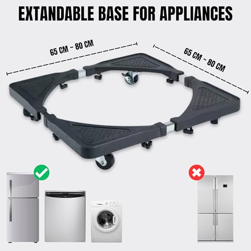 Support de Machine à Laver Réglable 65-80 cm avec 4 Roues