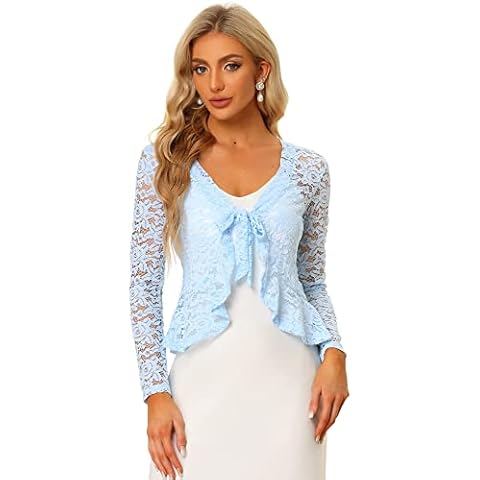 Allegra K Long Sleeve Floral Lace Shrug thumbnail