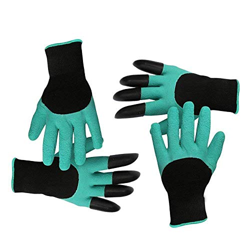 Preisvergleich Produktbild Wasserdicht Gartenhandschuhe [2 Paar] langlebig stichsichere Safe Gartenarbeit Handschuhe mit ABS-Kunststoff krallen für Haushalt und Garten Werkzeug handschuhe
