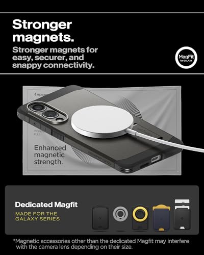 Image of Spigen for Galaxy S25 Edge Case, Tough Armor MagFit [Kickstand] [Compatible with MagSafe] [Military-Grade Protection] - Gunmetal