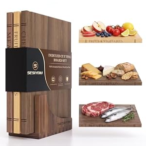 Book Cutting Board Set, Acacia Wooden Cutting Boards for Kitchen, Cutting Boards That Look Like Books for Charcuterie Vegetables Cheese Meat, 3pcs Chopping Board for Home Cooks & Decor