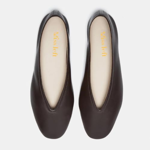 miss left Women Classic Closed Round Toe V-Cut Ballet Flats Comfortable Slip on Ballroom Dance Daily Commuting Shoes Size 4-16 US2