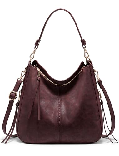 Image of Realer Hobo Crossbody Bags for Women Designer Faux Leather Hobo Handbags Retro Large Size Shoulder Bag Bucket Purse