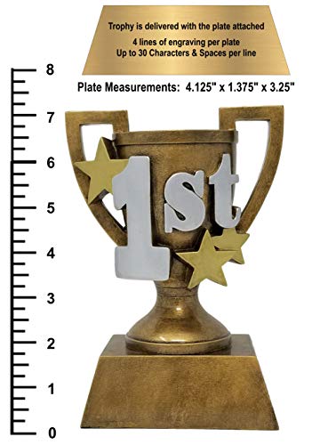 1St Place Gold Cup Trophy | Engraved First Place 3D Gold Cup Award - 7 Inch Tall - Customize Now - Decade Awards #TOP4