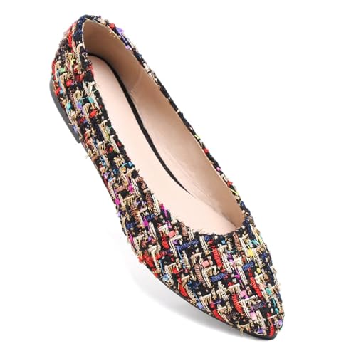 Image of Dear Time Women's Flats Pointed Toe Comfortable Dressy Multicolored Slip On Loafer Flats for Work