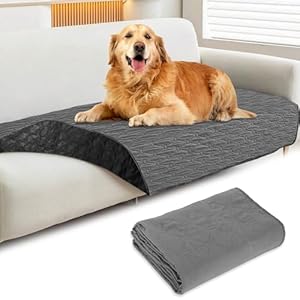 REAQUE Couverture Imperméable pour Chien ，Couverture Imperméable Et Antidérapante，Housse Canape Impermeable pour Chien Chat, Gris Foncé (Petit Single)
