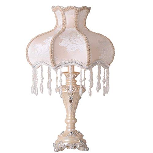 Preisvergleich Produktbild DIAOD Europäischen Stil Tischlampe Nachttischlampe handgemachte Spitze Tuch Beige Lampenschirm viktorianischen Stil Harz Lampe Körper Schreibtischlampe verwenden E27 / E26 Lampen