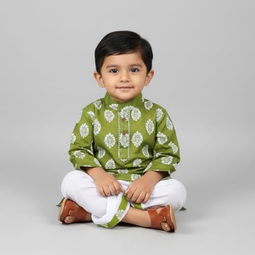 Image of Baby Ethnic Wear Festival Organic Cotton Soft and comfortable Dhoti Kurta Set Saraswati Puja Dress Panjabi for Kids Boy Girls