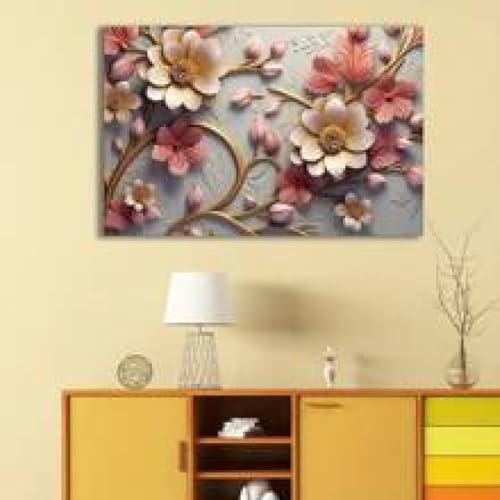 Cadre fleurs botaniques 40x60 cm pour habiller un mur vide toile