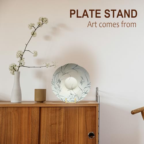 Plate Stands for Display, Plate Holder Display Stands, Metal Frame holder stand for Book, Picture, Decorative Plate, Photo and Platter, Tabletop Art (6IN 5PCS-Gold) - Thumbnail 6