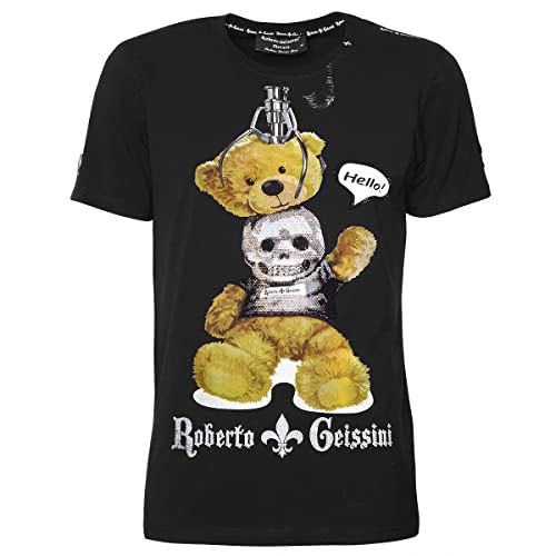 Roberto Geissini Unisex T-Shirt Skull Bear-Black- XXL