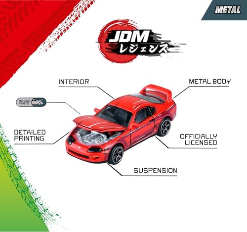 Image of Majorette JDM Legends Anime 5 Pieces Giftpack | 5 Metal Cars, 7.5 cm | Freewheel & Opening Parts | Honda Civic, Nissan Cefiro, Skyline GT-R, Toyota Supra, Lancer Evo | Anime-Style | for Children 3+