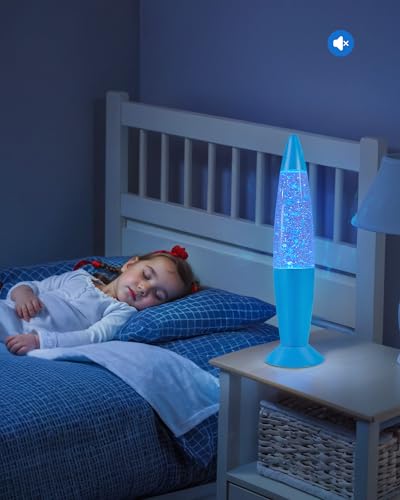 Image of Vanful 13 Inches Blue Glitter Lamp with Hexagonal and Pentagonal Sparkles Large Adored by Adults and Kids for Years, Glitter Blue Night Light for Boys Girls Bedroom Office Decor, Relaxing