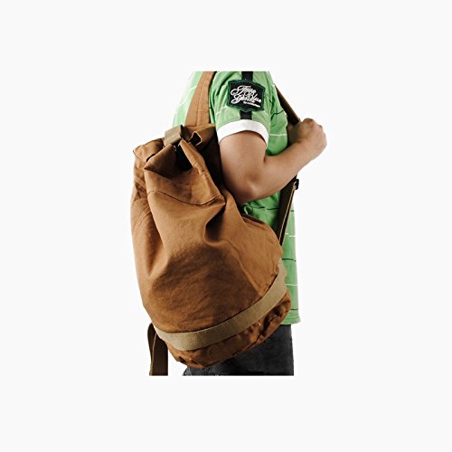 VRIKOO Cylindrical Canvas Backpack Outdoor Sports Hiking Travel Duffel Rucksack Unisex Gym Shoulder Bag