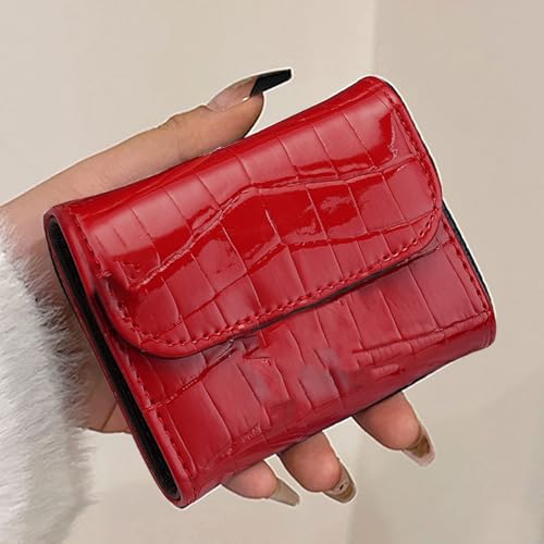 RFID Blocking PU Leather Credit Card Holder Wallet for Women, Compact Accordion Card Case with Multiple Slots, Small Buckle Coin Purse, Stone Litchi Pattern ID Card Organizer (Style-4)3