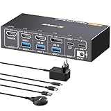 【80W Laptop Charging & Broad Compatibility】 This KVM Switch HDMI USB C features an 80W PD charging port to power your laptop while in use. Its plug-and-play design requires no drivers and supports Windows, macOS, Linux, Chrome OS, and more. Compatible with a wide range of HDMI DP USB-C input devices, including desktops, laptops, game consoles, and streaming boxes. Please note an approximate 8-second switching delay
