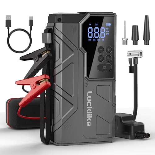 Lucklike Jump Starter with Air Compressor, 4000A Car jumper with Air Compressor,150PSI Portable Car...