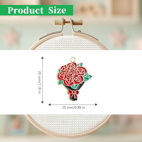 Image of 2Pcs Needle Minder for Cross Stitch, Pretty Flower Cartoon Enamel Pin,Embroidery Needlework Accessories,Gift for Cross Stitch Lover (Rose Bouquet)
