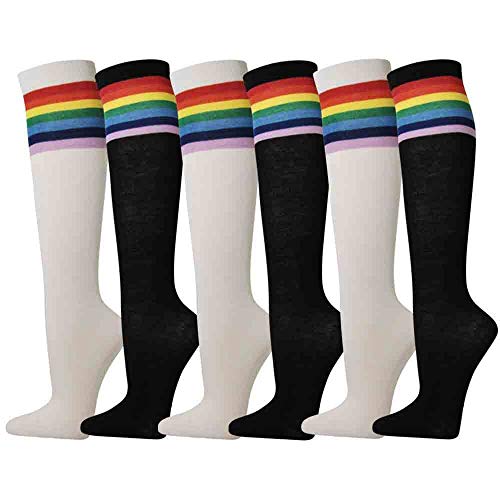 Image of SocksKnee Women Multi-Pack Colorful Variety Design Assorted Activewear Knee-High Stocking Socks, 9-11