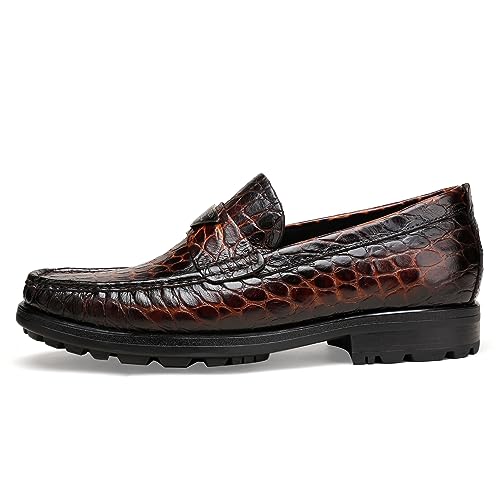 Luxury Leather Dress Shoes for Mens, Fashion Crocodile Printed Thick Sole Slip on Loafer Shoes for Gentleman, Business4