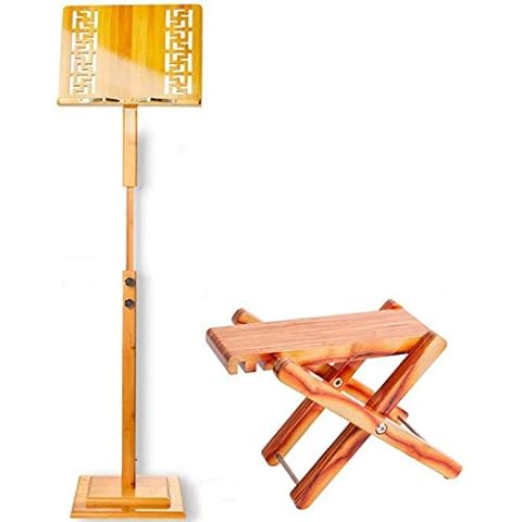 Wooden Music Stand Fully Adjustable Sheet Music Stand Brown hollow pattern Top Orchestral Sheet Music Stand for Schools, Orchestras and Churches, with pedals Cover