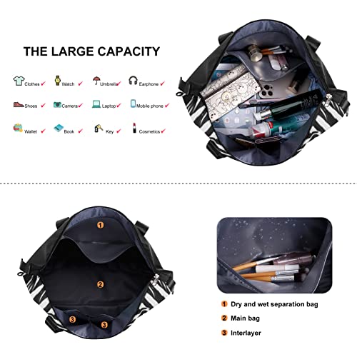 HUA ANGEL Women Travel Duffel Bag Lightweight Sport Gym Bag Waterproof Weekend Overnight Bag with Wet and Dry Separation Pocket for Travel Gym Training Yoga Fitness Swimming - Image 2